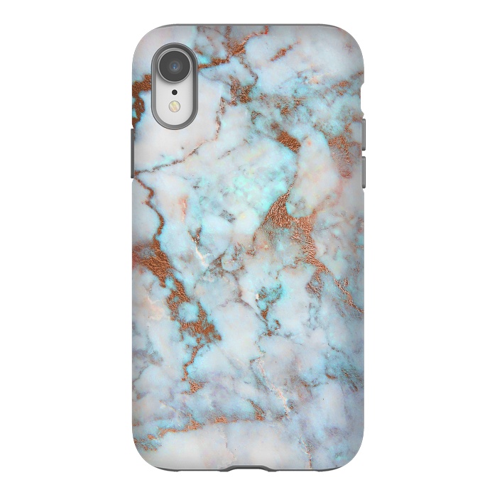 iPhone Xr StrongFit White & Gold Faux Marble by Dushan Medich