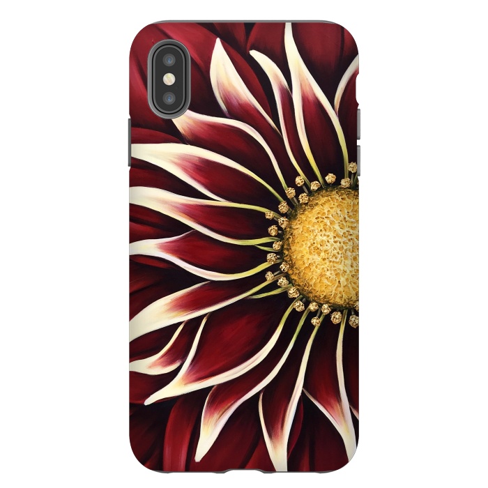iPhone Xs Max StrongFit Crimson Zinnia by Denise Cassidy Wood
