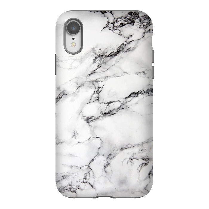 iPhone Xr StrongFit White Marble Stone Print by Dushan Medich