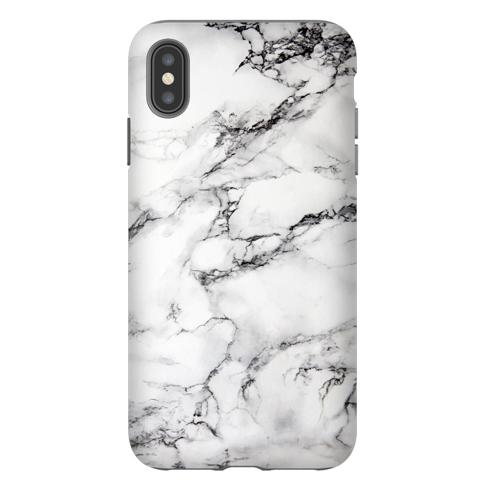 iPhone Xs Max StrongFit White Marble Stone Print by Dushan Medich