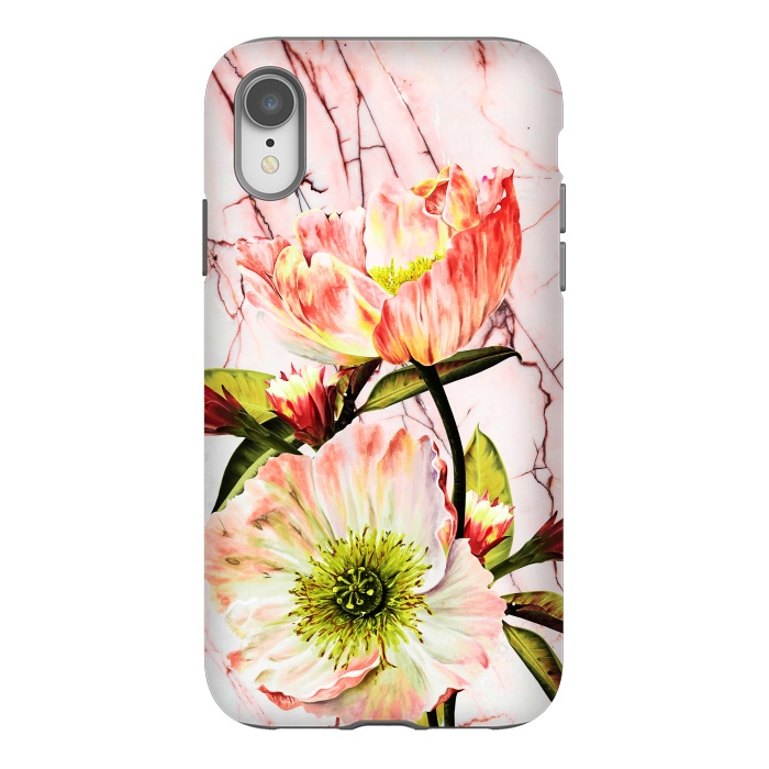 iPhone Xr StrongFit Flowering on pink marble by Mmartabc