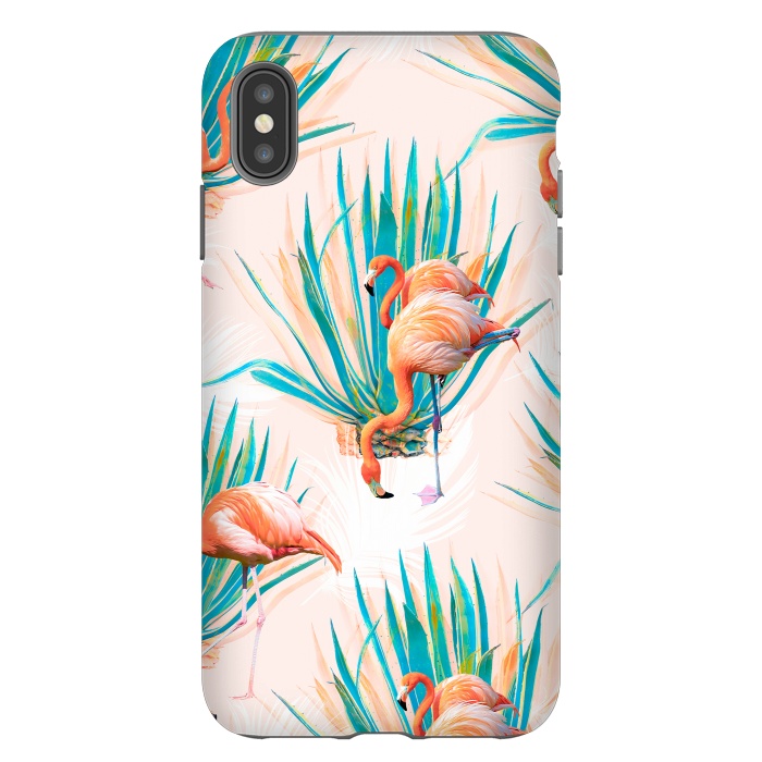 iPhone Xs Max StrongFit Anaglyph Flamingos with cactus by Mmartabc