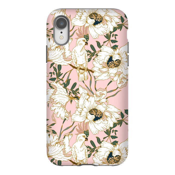 iPhone Xr StrongFit Exotic birds on flowers by Mmartabc
