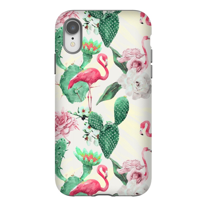 iPhone Xr StrongFit Flamingos, geometric and flowers by Mmartabc