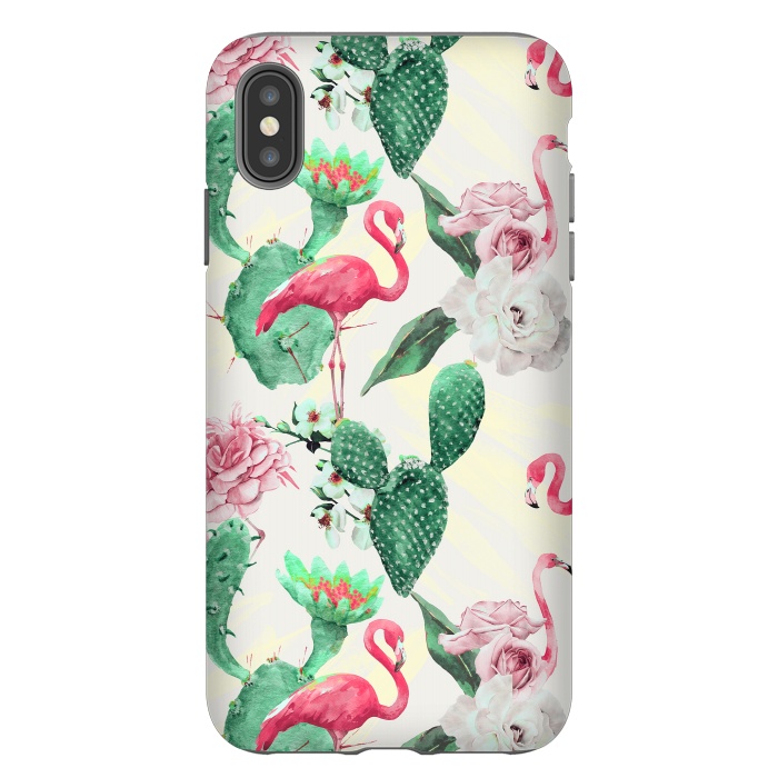 iPhone Xs Max StrongFit Flamingos, geometric and flowers by Mmartabc