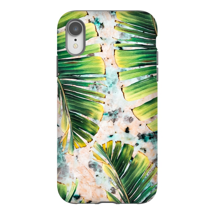iPhone Xr StrongFit Palm leaf on marble 01 by Mmartabc