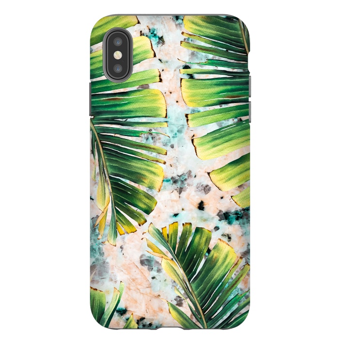 iPhone Xs Max StrongFit Palm leaf on marble 01 by Mmartabc