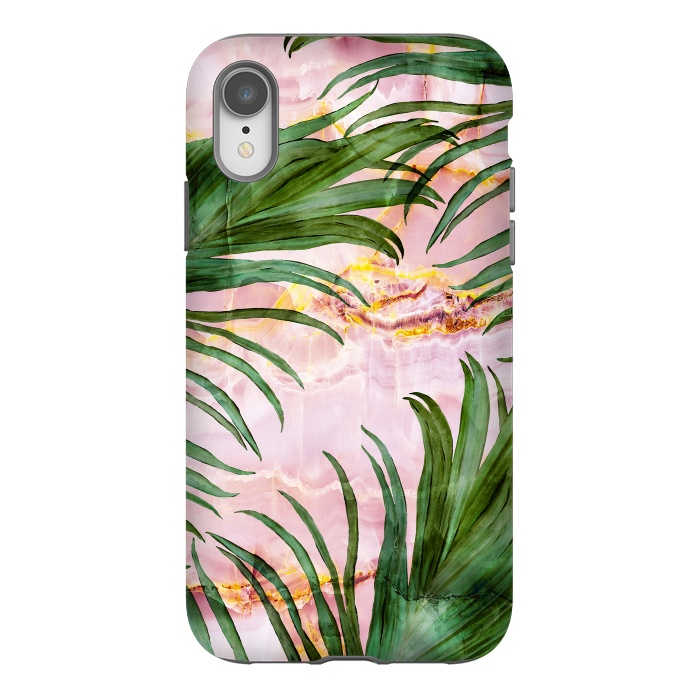 iPhone Xr StrongFit Palm leaf on marble 03 by Mmartabc