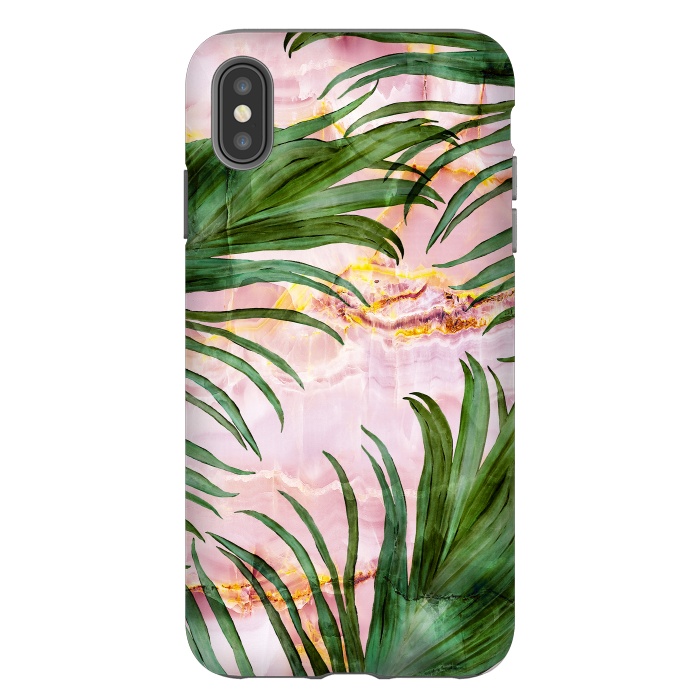 iPhone Xs Max StrongFit Palm leaf on marble 03 by Mmartabc