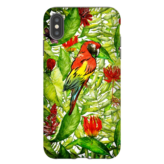 iPhone Xs Max StrongFit Aloha Parrot and Flower Jungle by  Utart