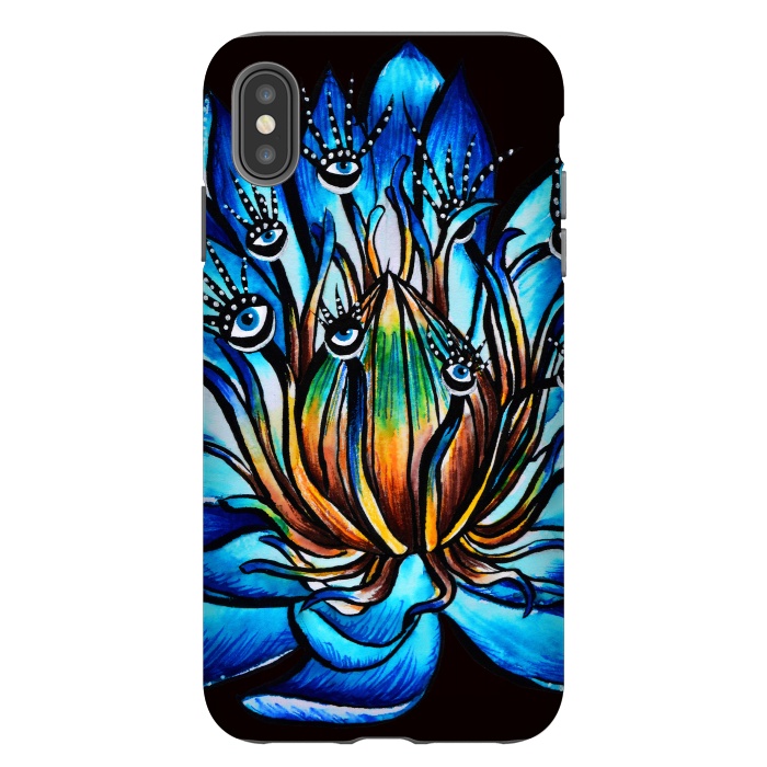 iPhone Xs Max StrongFit Bizarre Multi Eyed Blue Water Lily Flower Monster by Boriana Giormova