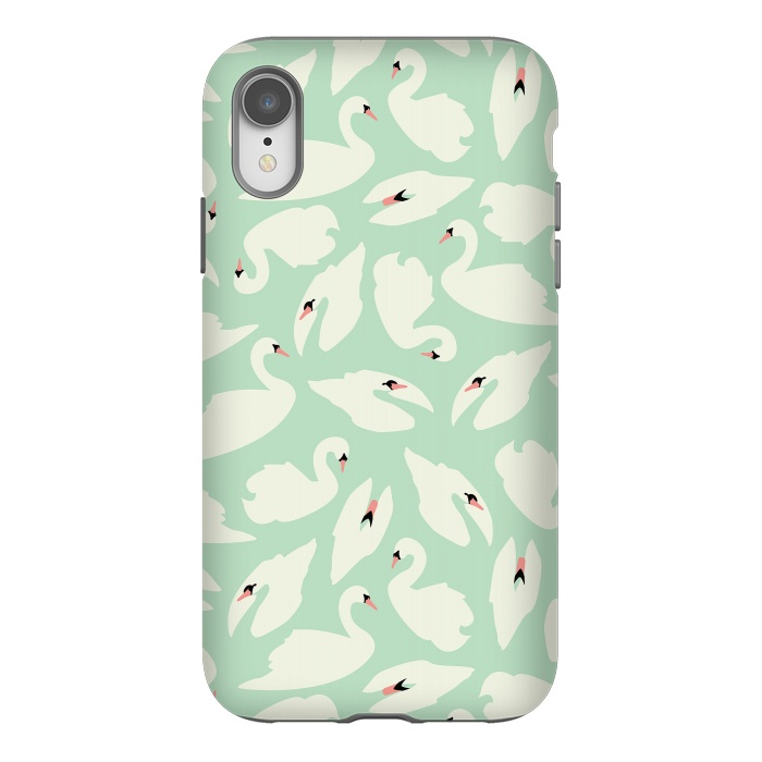 iPhone Xr StrongFit Swan Mint Pattern 028 by Jelena Obradovic