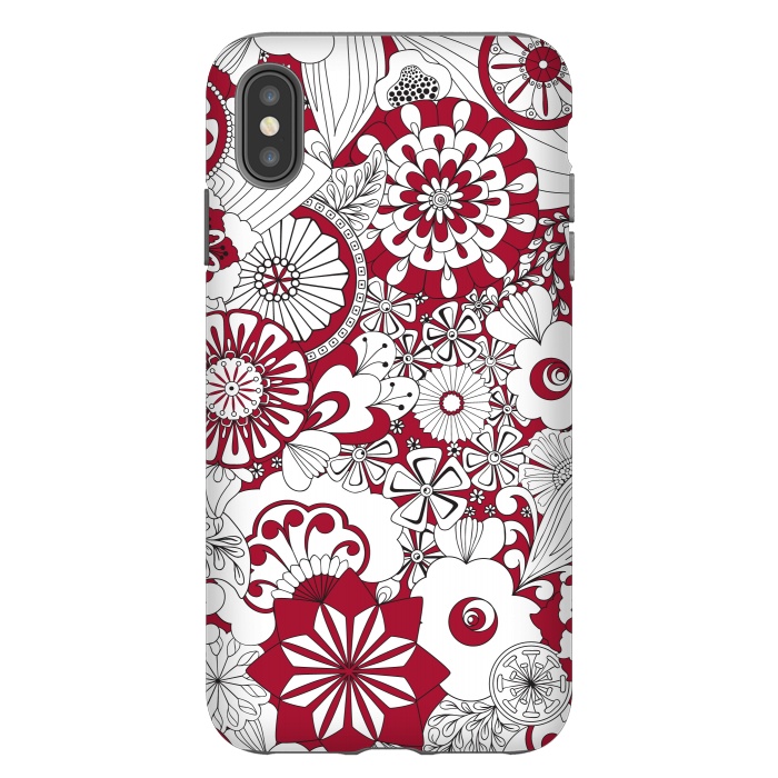 iPhone Xs Max StrongFit 70s Flowers - Red and White by Paula Ohreen