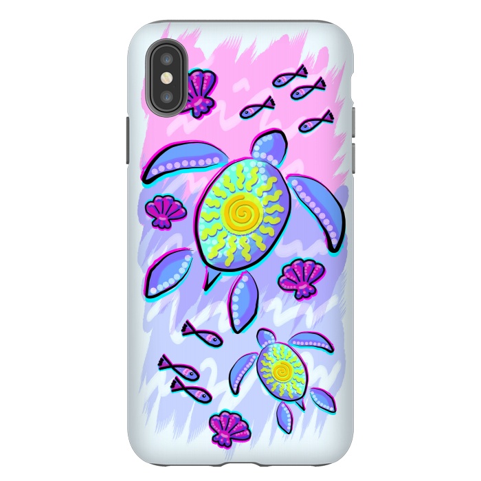iPhone Xs Max StrongFit Sea Turtle and Sun Abstract Glitch Ultraviolets by BluedarkArt
