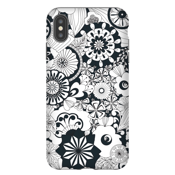 iPhone Xs Max StrongFit 70s Flowers - Navy and White by Paula Ohreen