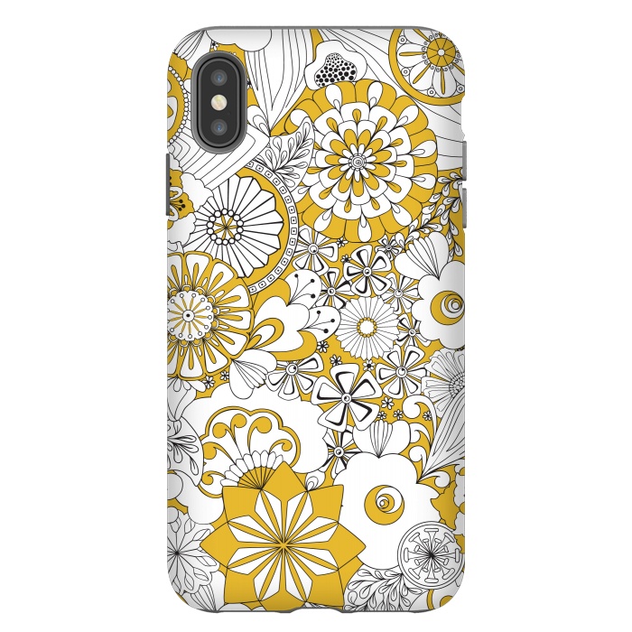 iPhone Xs Max StrongFit 70s Flowers - Yellow and White by Paula Ohreen