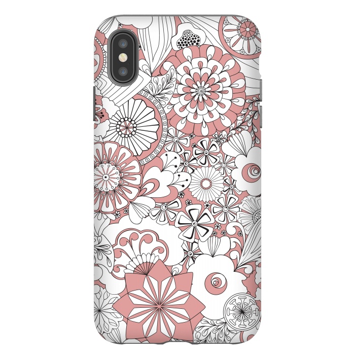 iPhone Xs Max StrongFit 70s Flowers - Pink and White by Paula Ohreen