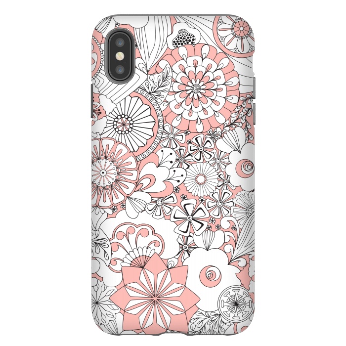 iPhone Xs Max StrongFit 70s Flowers - Baby Pink and White by Paula Ohreen