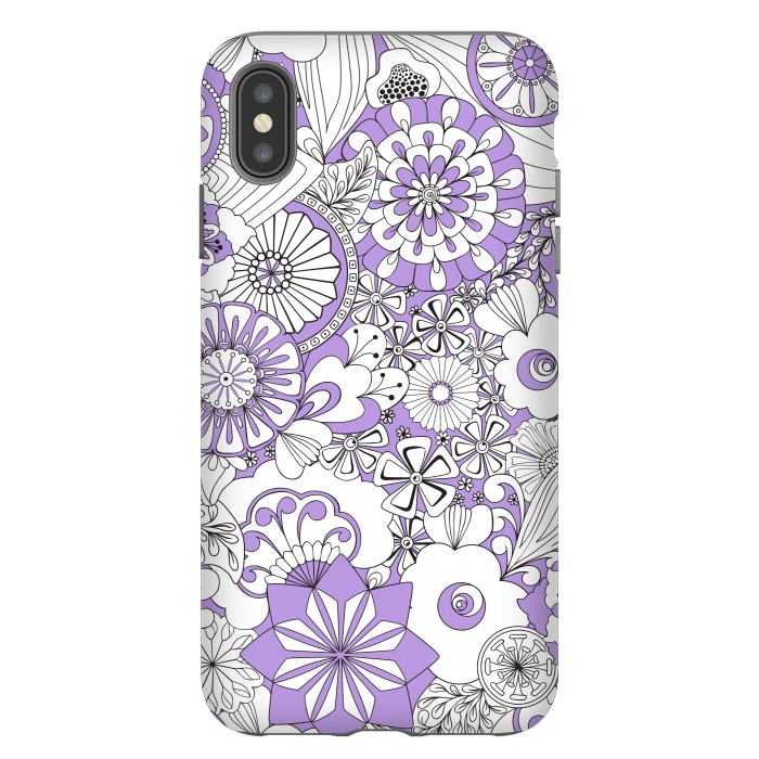 iPhone Xs Max StrongFit 70s Flowers - Lilac and White by Paula Ohreen