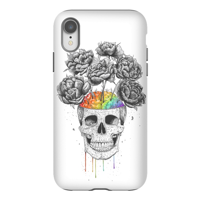 iPhone Xr StrongFit Skull with rainbow brains by kodamorkovkart
