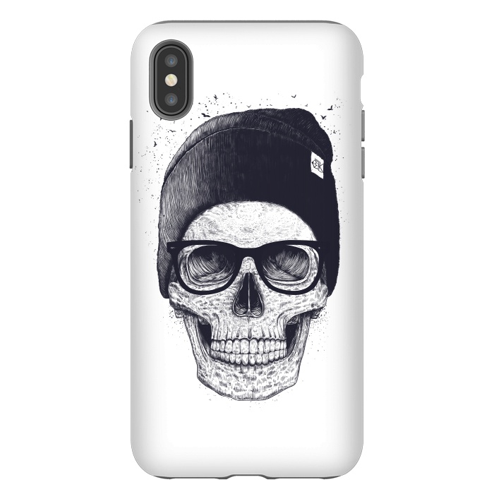 iPhone Xs Max StrongFit Black skull in hat by kodamorkovkart