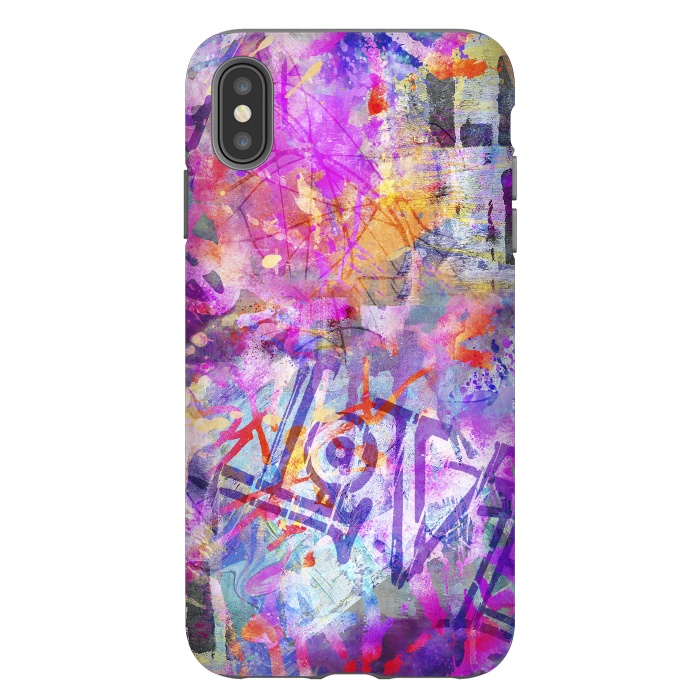 iPhone Xs Max StrongFit Pink Grunge Graffiti Wall by Andrea Haase
