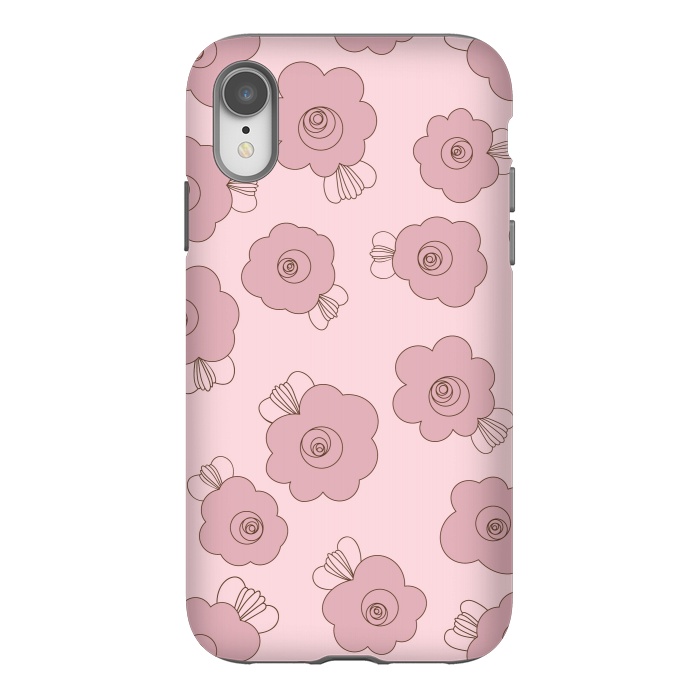 iPhone Xr StrongFit Fluffy Flowers - Pink on Pink by Paula Ohreen