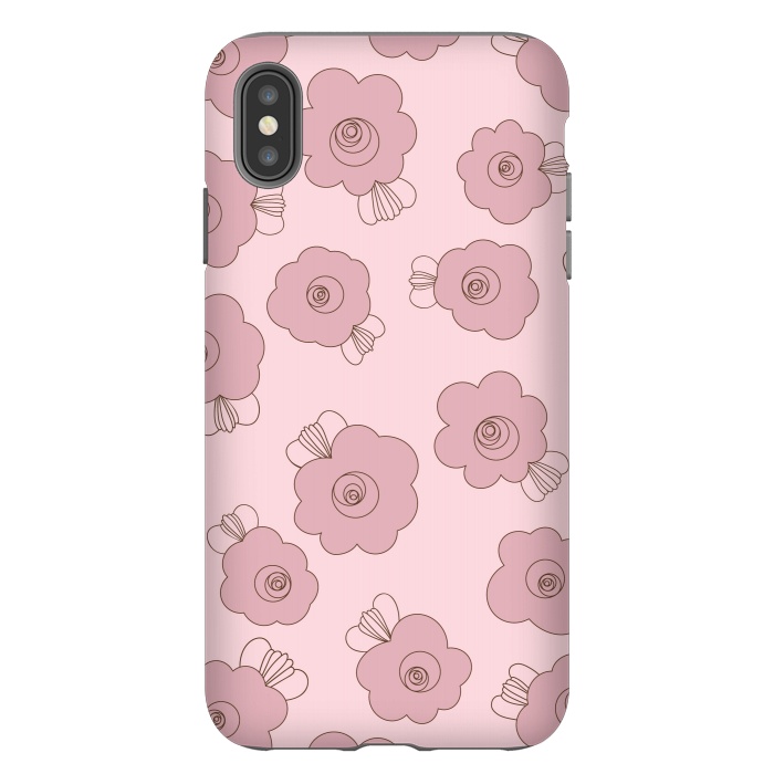 iPhone Xs Max StrongFit Fluffy Flowers - Pink on Pink by Paula Ohreen