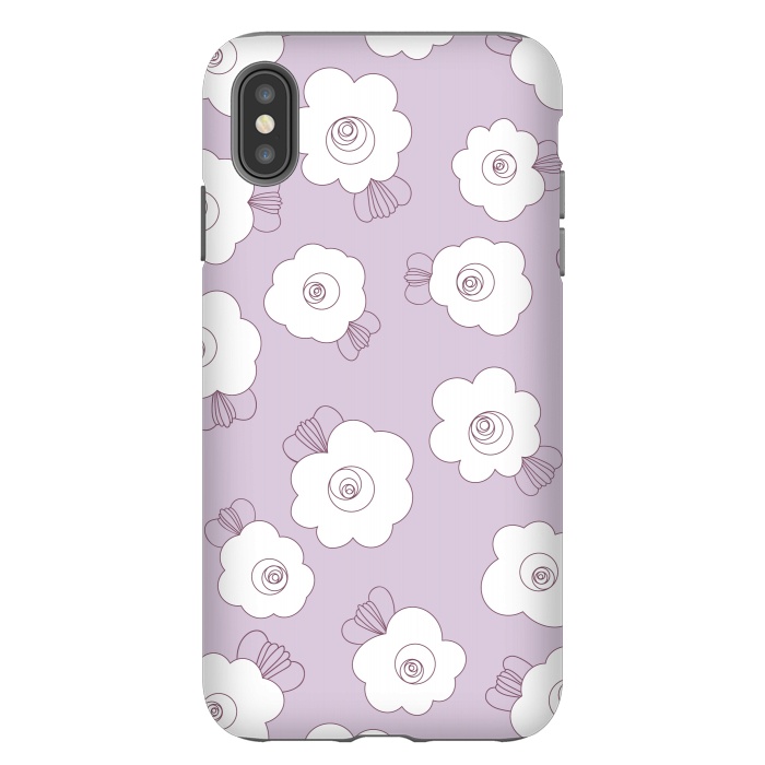 iPhone Xs Max StrongFit Fluffy Flowers - White on Lilac by Paula Ohreen