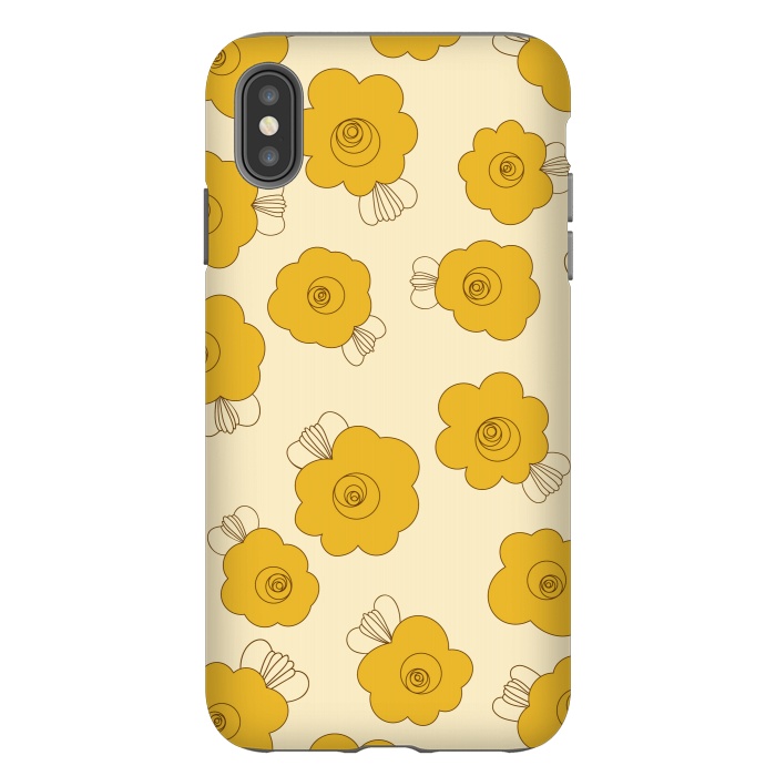 iPhone Xs Max StrongFit Fluffy Flowers - Mustard on Lemon Yellow by Paula Ohreen