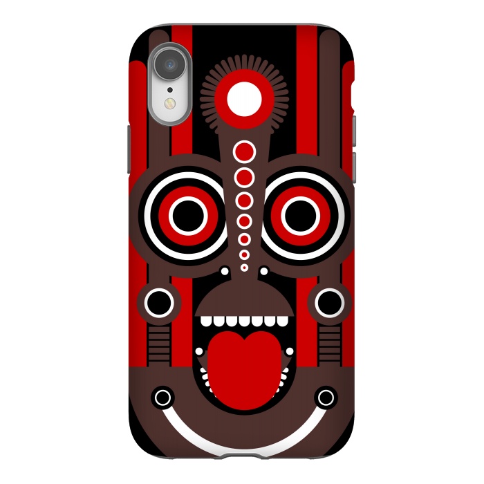 iPhone Xr StrongFit tiki tribal mask by TMSarts