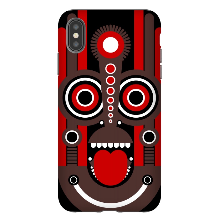 iPhone Xs Max StrongFit tiki tribal mask by TMSarts