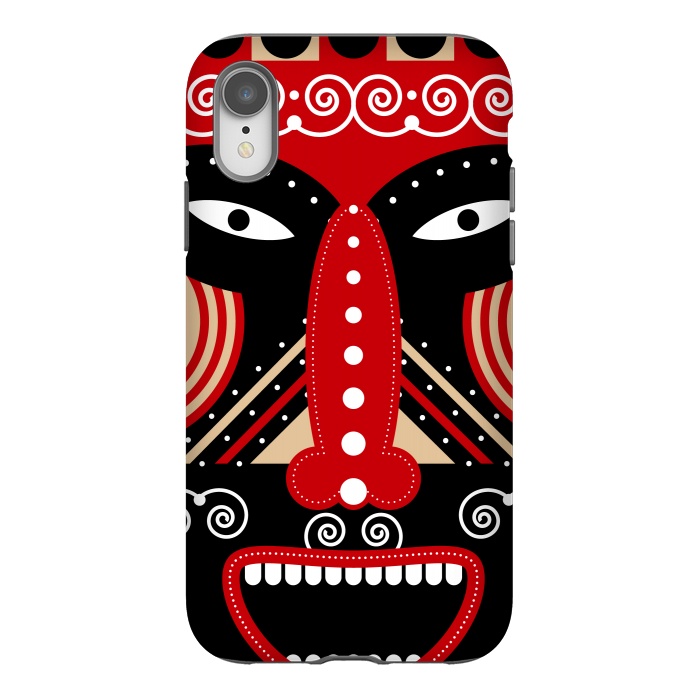 iPhone Xr StrongFit red ritual tribal mask by TMSarts