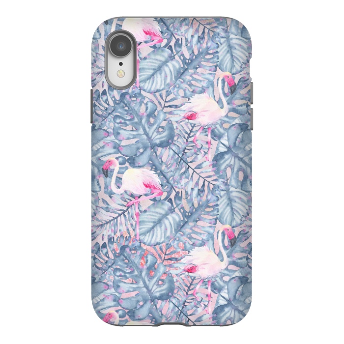 iPhone Xr StrongFit Pink and Blue Flamingo Summer  by  Utart
