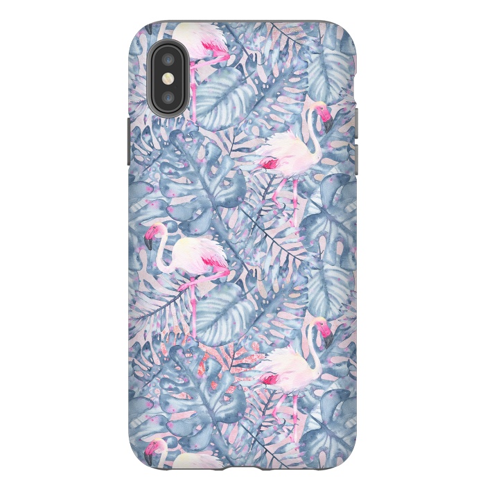 iPhone Xs Max StrongFit Pink and Blue Flamingo Summer  by  Utart
