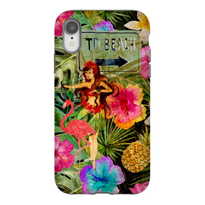 iPhone Xr StrongFit Vintage Hula Girl- To the Beach by  Utart