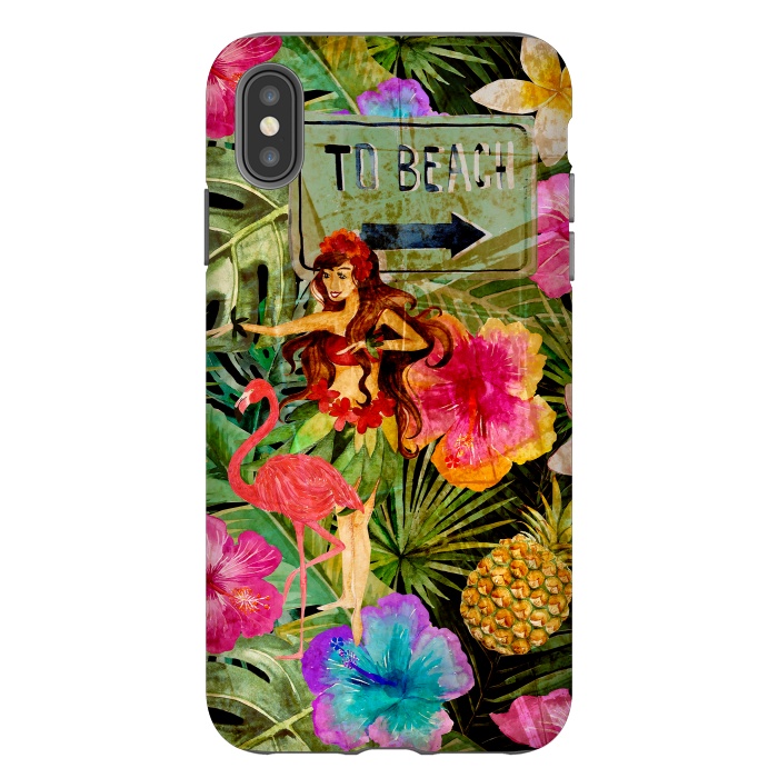 iPhone Xs Max StrongFit Vintage Hula Girl- To the Beach by  Utart