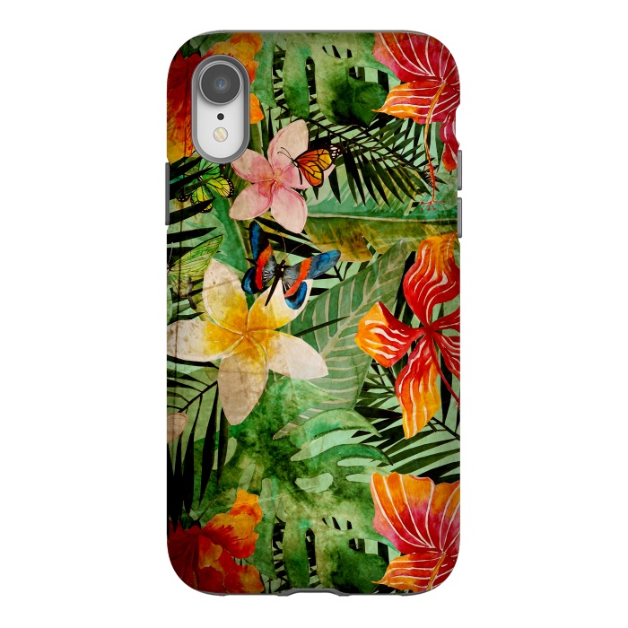 iPhone Xr StrongFit Retro Tropical Flower Jungle by  Utart
