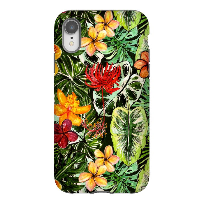 iPhone Xr StrongFit Vintage Tropical Flower Jungle Pattern by  Utart