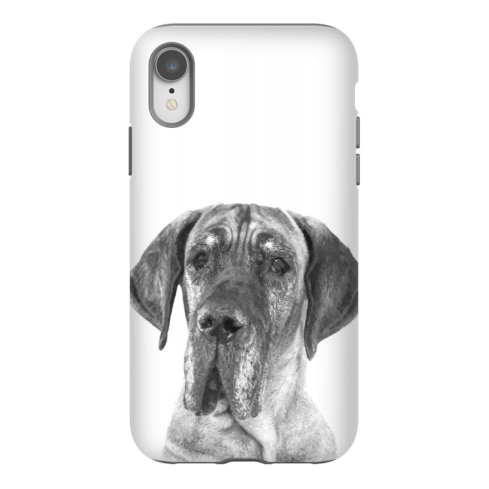 iPhone Xr StrongFit Black and White Great Dane by Alemi