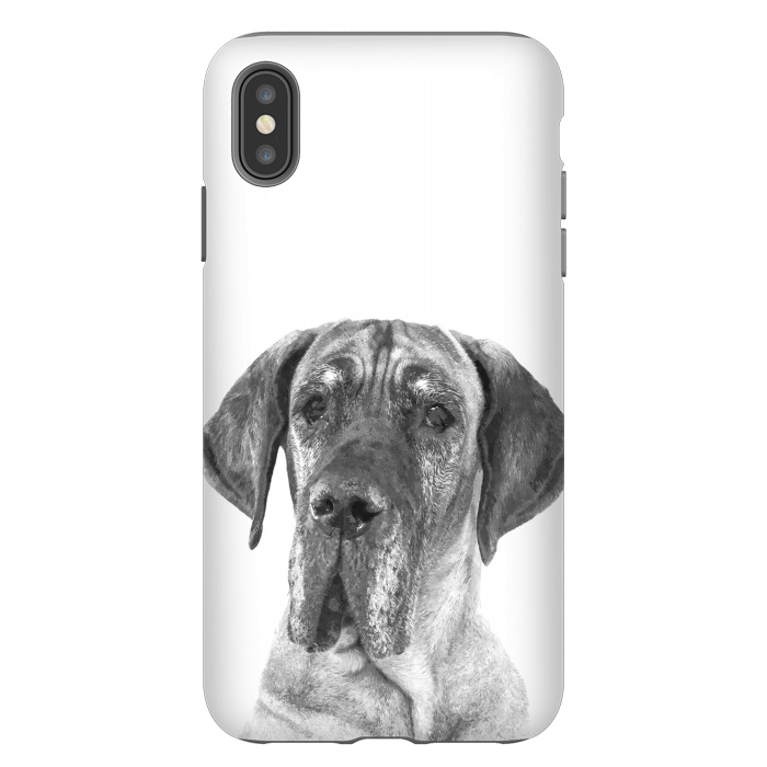 iPhone Xs Max StrongFit Black and White Great Dane by Alemi