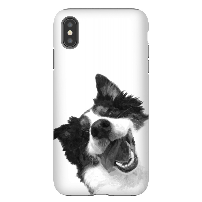 iPhone Xs Max StrongFit Black and White Happy Dog by Alemi