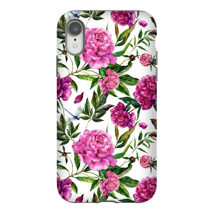 iPhone Xr StrongFit Pink Peonies on White by  Utart