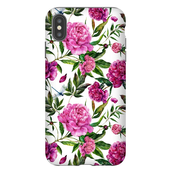 iPhone Xs Max StrongFit Pink Peonies on White by  Utart