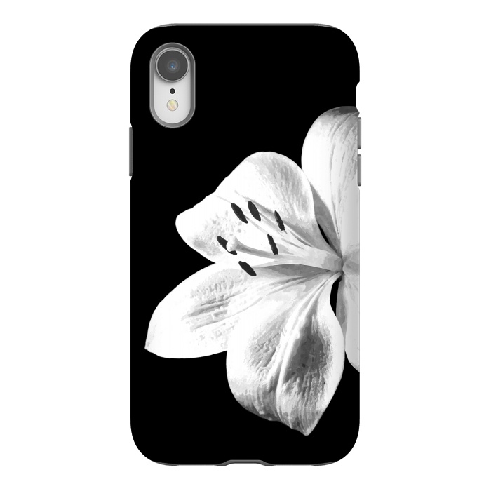 iPhone Xr StrongFit White Lily Black Background by Alemi