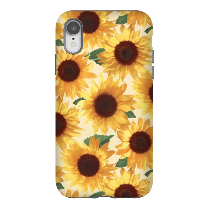 iPhone Xr StrongFit Happy Yellow Sunflowers by Micklyn Le Feuvre