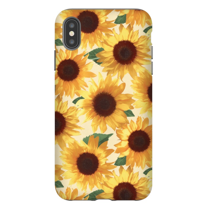 iPhone Xs Max StrongFit Happy Yellow Sunflowers by Micklyn Le Feuvre