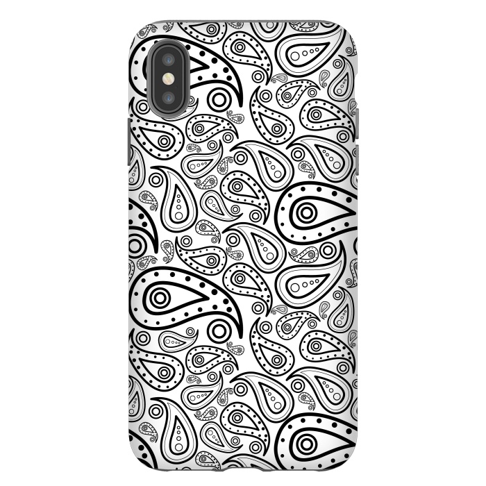 iPhone Xs Max StrongFit black and white paisley by TMSarts