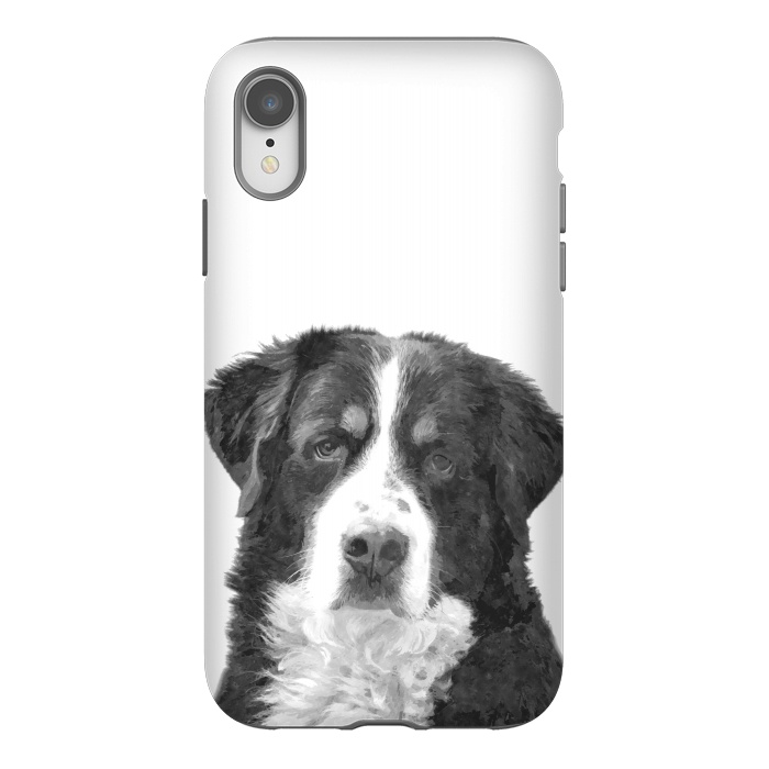 iPhone Xr StrongFit Black and White Bernese Mountain by Alemi