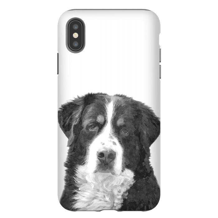 iPhone Xs Max StrongFit Black and White Bernese Mountain by Alemi
